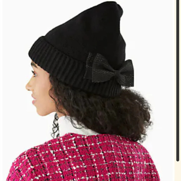 Kate Spade Black Bow Beanie NEW